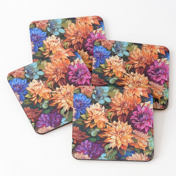 Item preview, Dahlia Tile 16: Velvet Pom-Poms in a Rainbow Garden with Layers of Petals designed and sold by TheBrainArt.