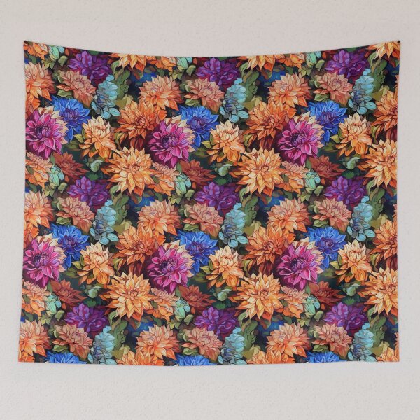 Item preview, Dahlia Tile 16: Velvet Pom-Poms in a Rainbow Garden with Layers of Petals designed and sold by TheBrainArt.