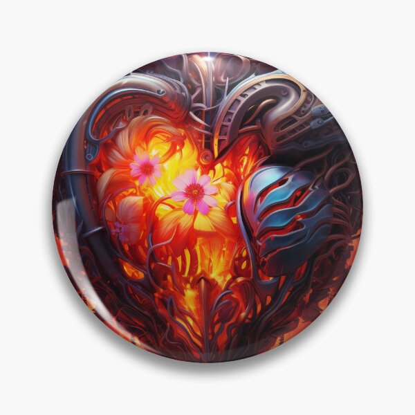 Item preview, Vintage steampunk style heart with fire, pipes and flowers designed and sold by Ekalininart.