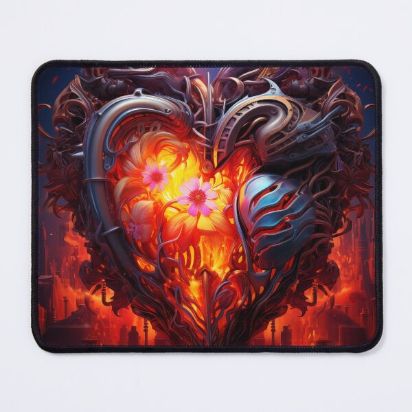 Item preview, Vintage steampunk style heart with fire, pipes and flowers designed and sold by Ekalininart.