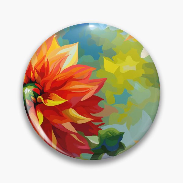 Item preview, Dahlia Tile 17: Velvet Pom-Poms in a Rainbow Garden with Layers of Petals designed and sold by TheBrainArt.