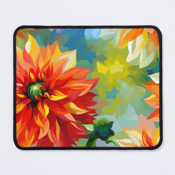 Item preview, Dahlia Tile 17: Velvet Pom-Poms in a Rainbow Garden with Layers of Petals designed and sold by TheBrainArt.