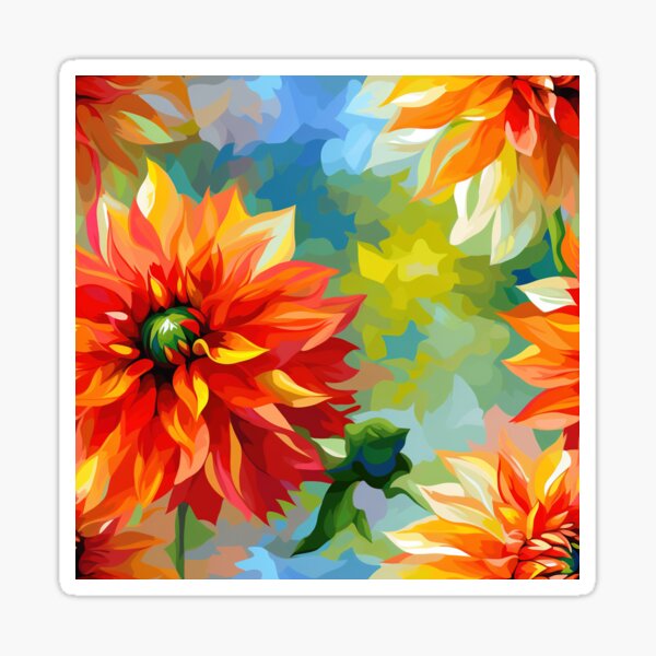 Item preview, Dahlia Tile 17: Velvet Pom-Poms in a Rainbow Garden with Layers of Petals designed and sold by TheBrainArt.