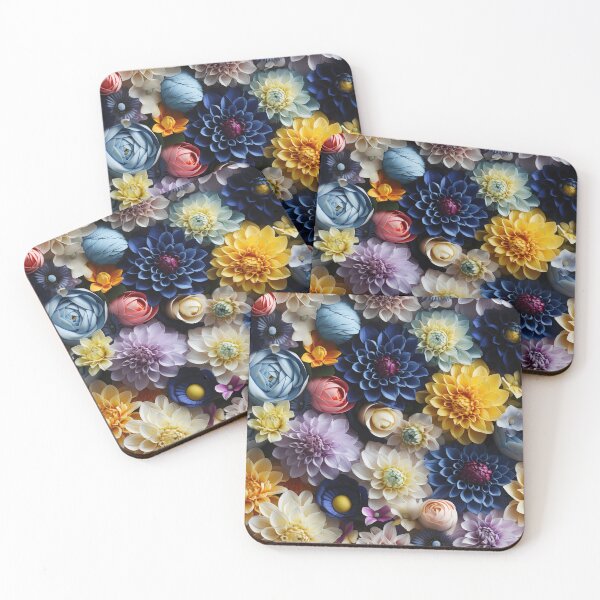 Item preview, Dahlia Tile 19: Velvet Pom-Poms in a Rainbow Garden with Layers of Petals designed and sold by TheBrainArt.