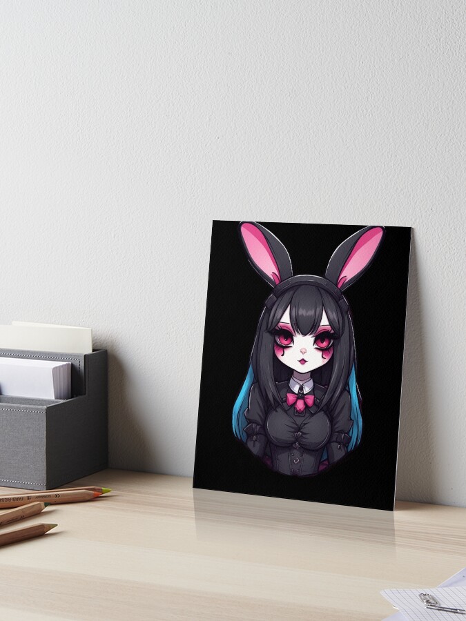 Cute Goth Bunny Girl, Rabbit Ears, Cartoon