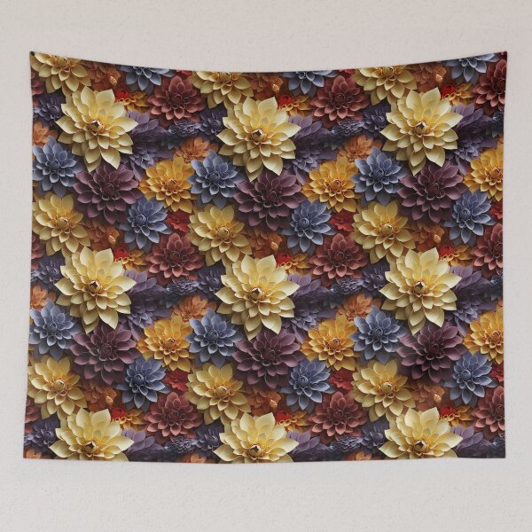 Item preview, Dahlia Tile 21: Velvet Pom-Poms in a Rainbow Garden with Layers of Petals designed and sold by TheBrainArt.