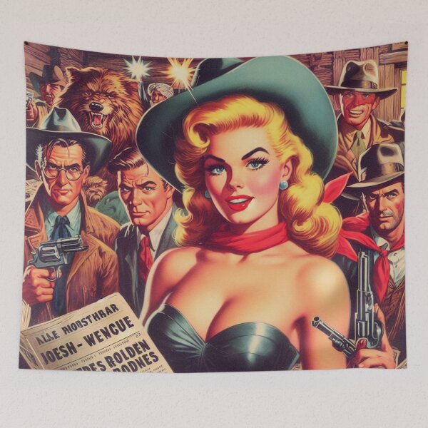Item preview, Vintage Cowgirl Illustration designed and sold by PulpVintage.