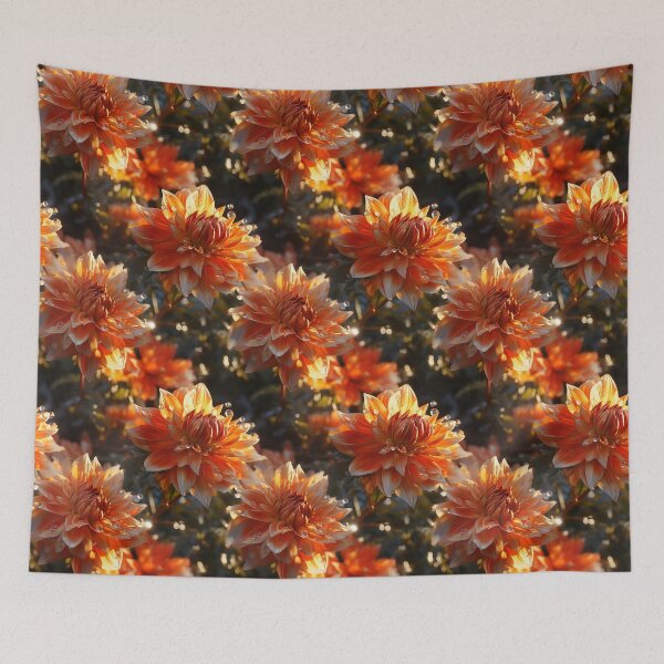 Item preview, Dahlia Tile 23: Velvet Pom-Poms in a Rainbow Garden with Layers of Petals designed and sold by TheBrainArt.