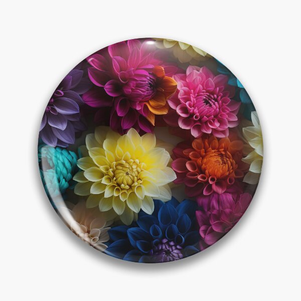 Item preview, Dahlia Tile 24: Velvet Pom-Poms in a Rainbow Garden with Layers of Petals designed and sold by TheBrainArt.