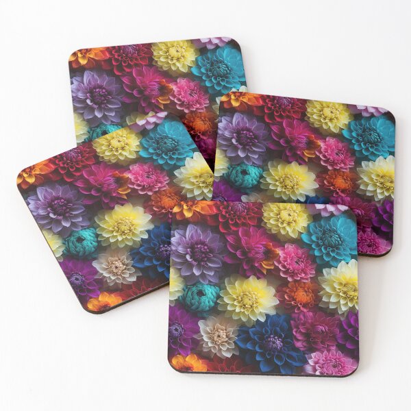 Item preview, Dahlia Tile 24: Velvet Pom-Poms in a Rainbow Garden with Layers of Petals designed and sold by TheBrainArt.