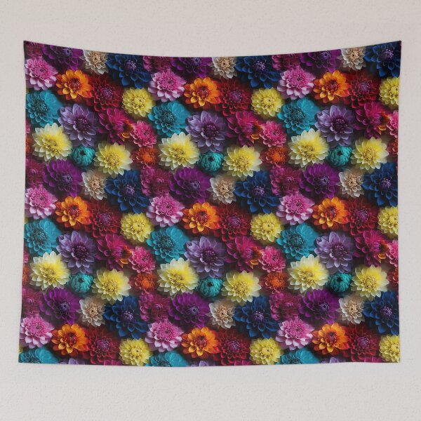 Item preview, Dahlia Tile 24: Velvet Pom-Poms in a Rainbow Garden with Layers of Petals designed and sold by TheBrainArt.