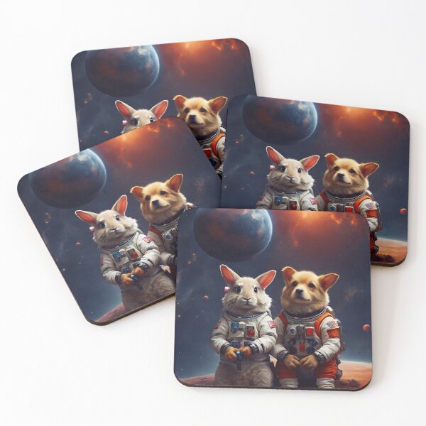 Item preview, Rabbit and dog in space designed and sold by M-Y-A-R-T-.