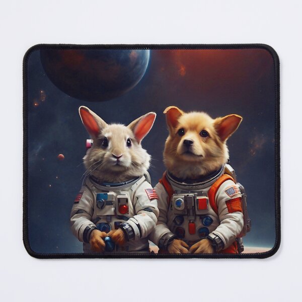 Item preview, Rabbit and dog in space designed and sold by M-Y-A-R-T-.