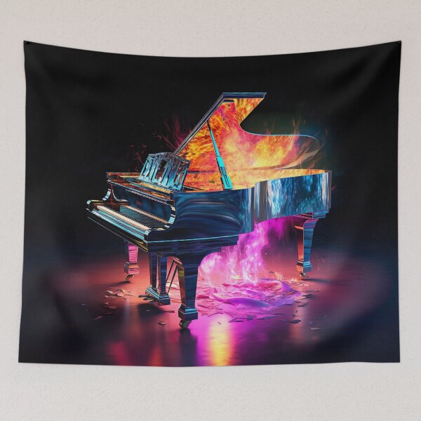 Item preview, Iridescent Fire: Abstract Piano Art in Vivid Hues designed and sold by iQuorra.