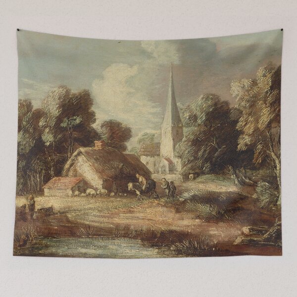 Item preview, Vintage Landscape oif Cottage and Church designed and sold by tomorrowsart.