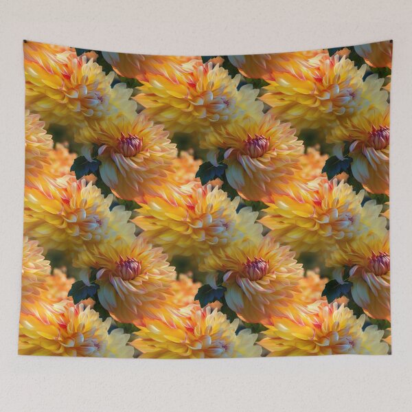 Item preview, Dahlia Tile 30: Velvet Pom-Poms in a Rainbow Garden with Layers of Petals designed and sold by TheBrainArt.