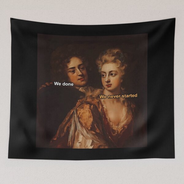 Item preview, We never started - Thanksgiving, Christmas And Birthday Party Gift Ideas for Classic Memes Lovers and Fans designed and sold by Memeing Everything.