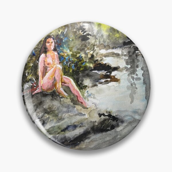 Artikelvorschau, Frau auf einem Felsen an einem Fluss im Wald entworfen und verkauft von TheArtCave.