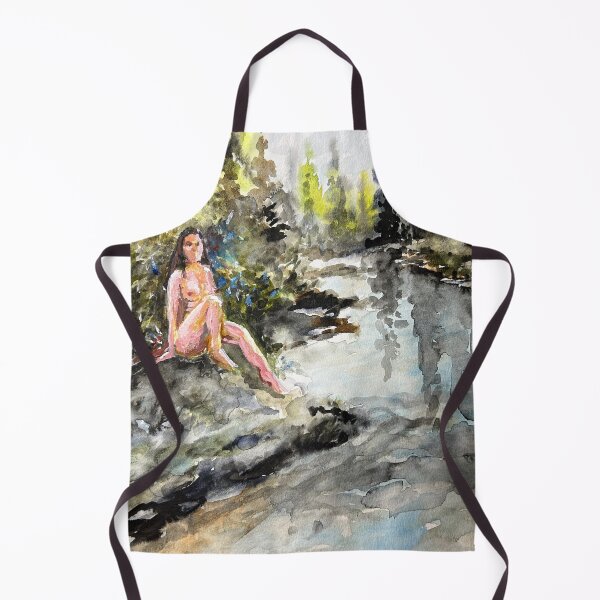 Item preview, Woman On A Rock By A River In The Woods designed and sold by TheArtCave.