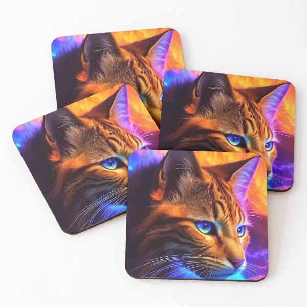 Item preview, Luminous feline with fiery fur designed and sold by M-Y-A-R-T-.