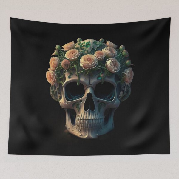 Item preview, skull entwined with flowers designed and sold by SaNNty.
