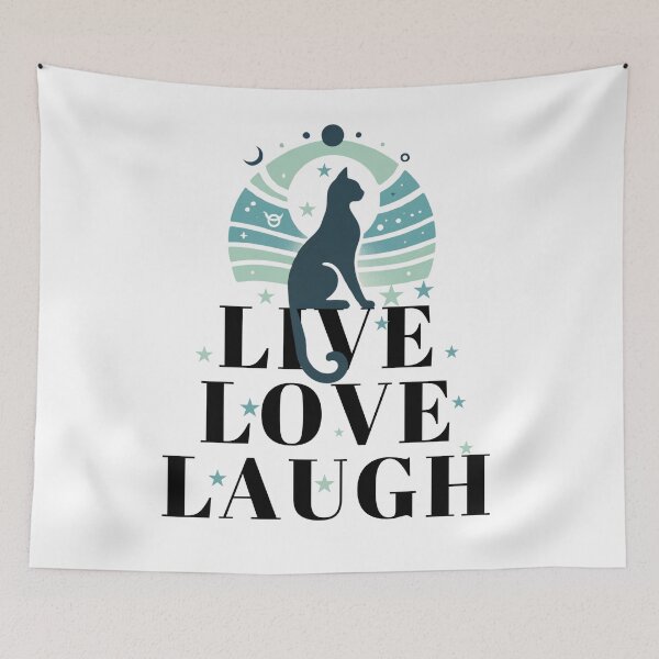 Item preview, Live Love Laugh Green cat Positive affirmation designed and sold by Carthage-Kitten.
