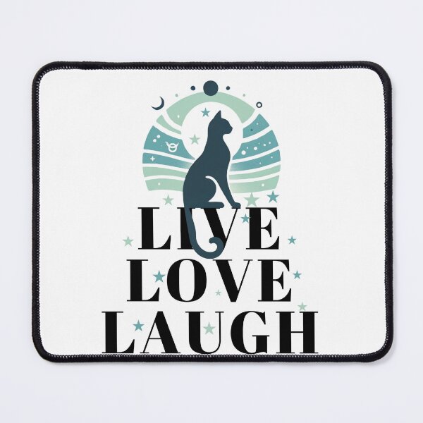 Item preview, Live Love Laugh Green cat Positive affirmation designed and sold by Carthage-Kitten.