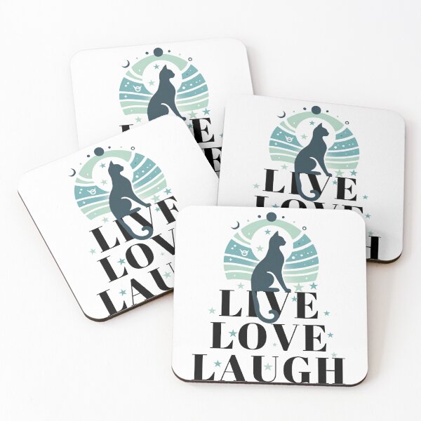 Item preview, Live Love Laugh Green cat Positive affirmation designed and sold by Carthage-Kitten.