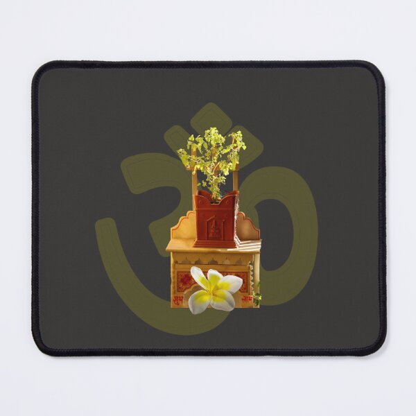 Item preview, Holy Basil/Tulsi plant /Aum Mantra background designed and sold by VeenaNair23.