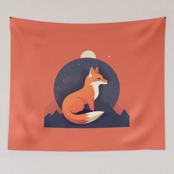 Item preview, Fox with abstract landscape in the background designed and sold by randrdesign.