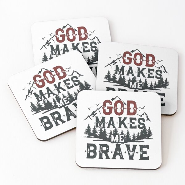 Item preview, God Makes Me Brave, Tress and Mountain Art designed and sold by Faithloveshop.