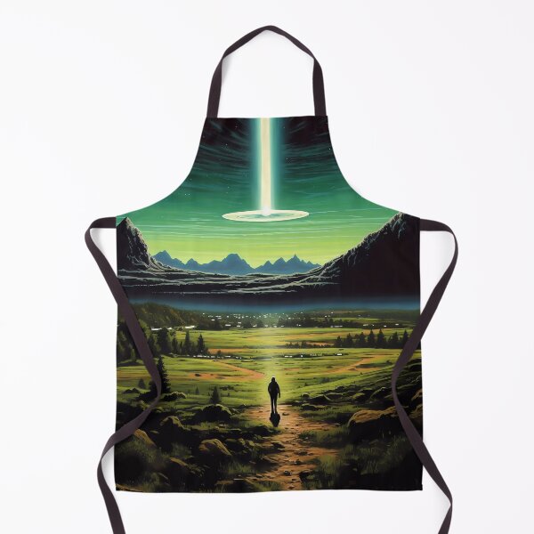 Item preview, A person walking on a path in a field with a light beam above it. designed and sold by GiveMeMood.