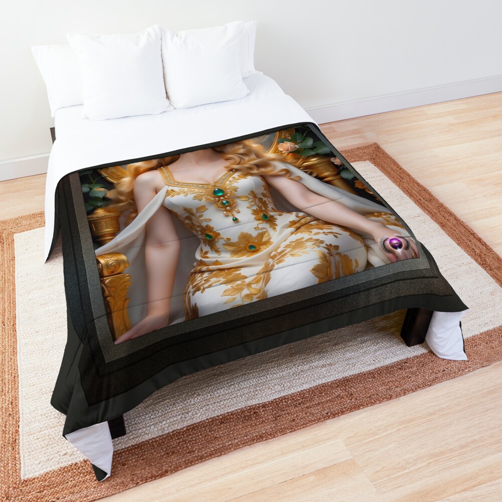 Ceres En Su Trono,Pintura Romana Beautiful AI Concept Art Portrait by Xzendor7 Decorative Comforter Art Print