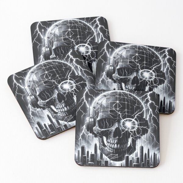 Item preview, Synthwave Skull Black and White designed and sold by Truck Stop One.