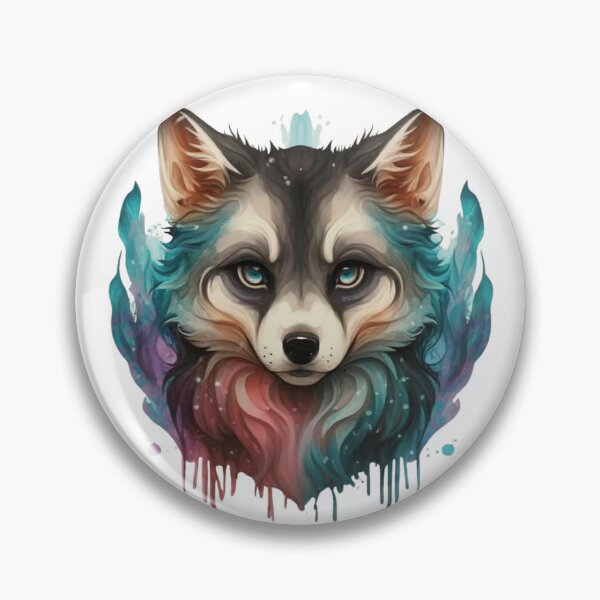 Artikelvorschau, Niedlicher, magischer Wolf im Aquarellhintergrund entworfen und verkauft von AllPrintForYou.