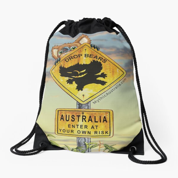 Drop Bear Australia Sign Drawstring Bag