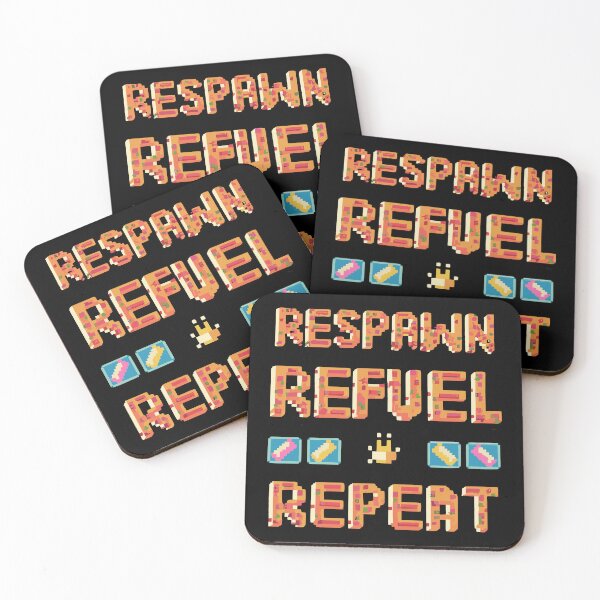 Item preview, RESPAWN, REFUEL, REPEAT in pixel emoji style designed and sold by XYDstore.