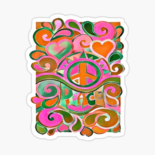 Vista previa del artículo con la obra «Signo de paz hippy verde y naranja», diseñado y vendido por Alondra.