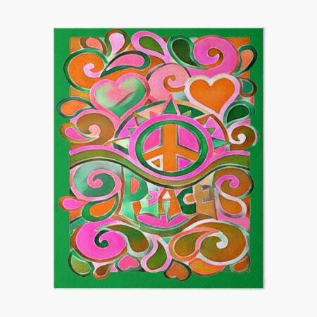 Peace and Love Flowers and Stars Hippie Design