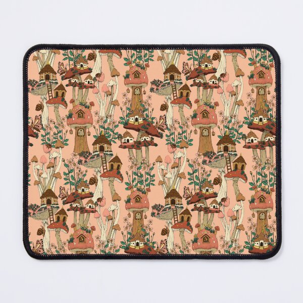 Item preview, Cute Peach Fuzz Mushroom Cottagecore Pattern designed and sold by ReaDillo.