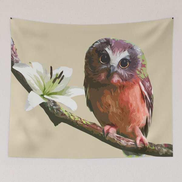 Item preview, Painted Owl and Flower designed and sold by Little-Vixen.