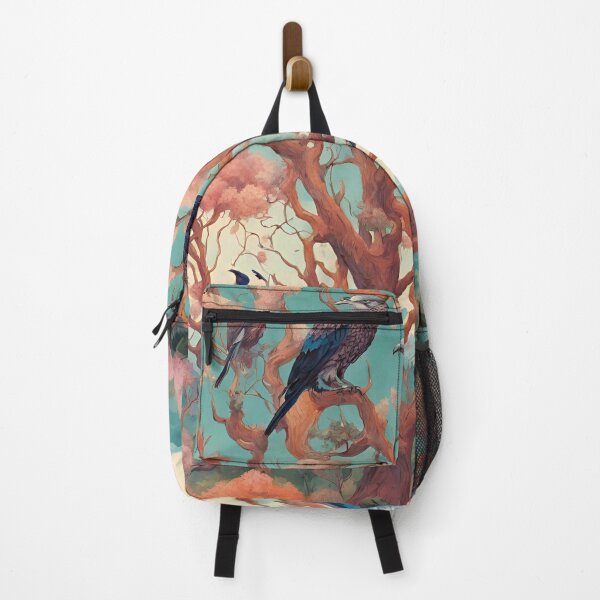 Item preview, landscape misshapen trees in bloom, exotic plants in bloom, birds of prey in the sky designed and sold by janjacbu.