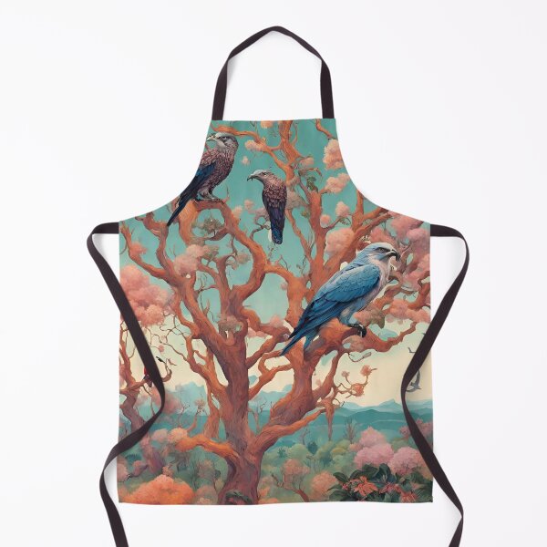 Item preview, landscape misshapen trees in bloom, exotic plants in bloom, birds of prey in the sky designed and sold by janjacbu.