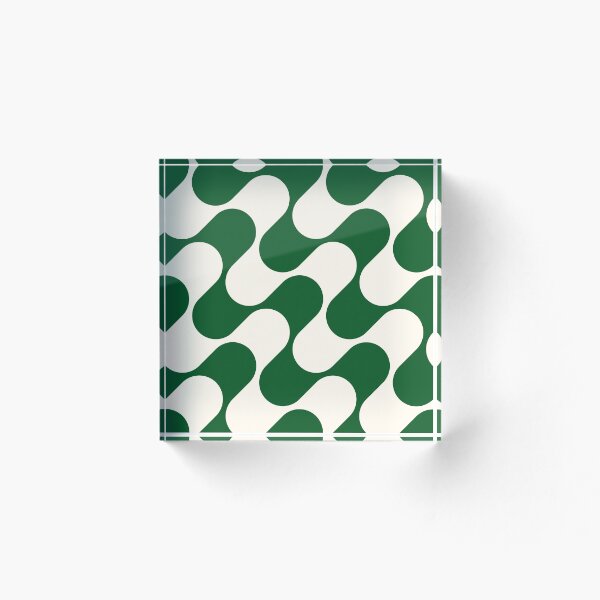Item preview, Green and White geometric wavy pattern designed and sold by InteriorRefine.