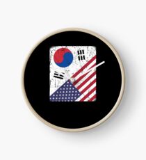 South Korea Flag Korean American Apparel Clock