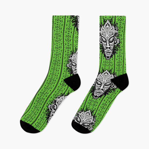 Item preview, Indian black and green pattern and tribal mask designed and sold by SweetRossel.