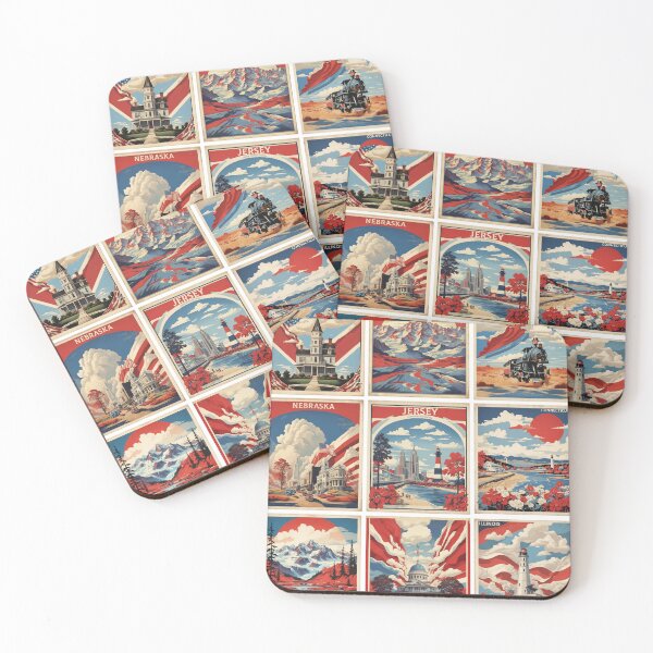 Item preview, USA Vintage Tourism Posters Sticker Pack 4 designed and sold by TravelersGems.