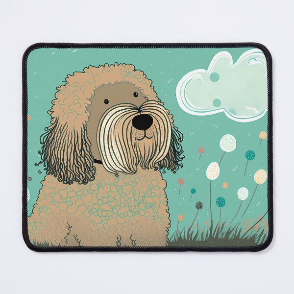 Item preview, A whimsical illustration of a dog in a meadow designed and sold by randrdesign.