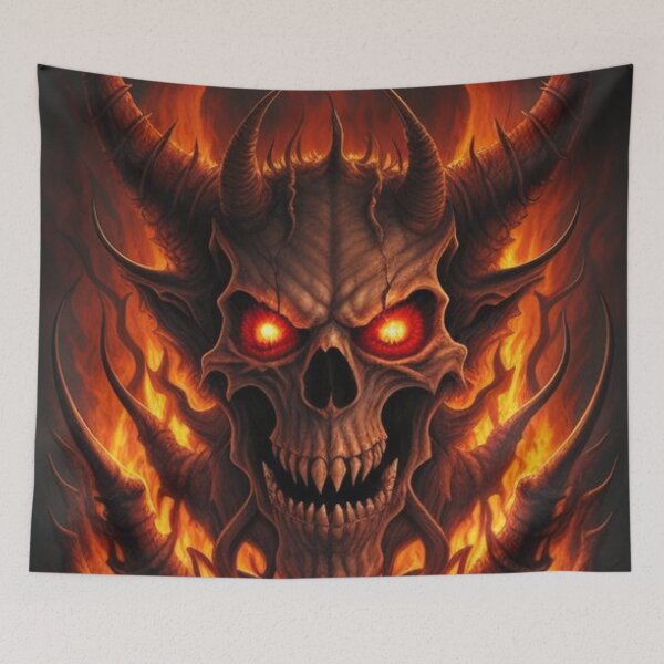 Item preview, Creepy Demon Skull With Flames designed and sold by TheDarkWardrobe.