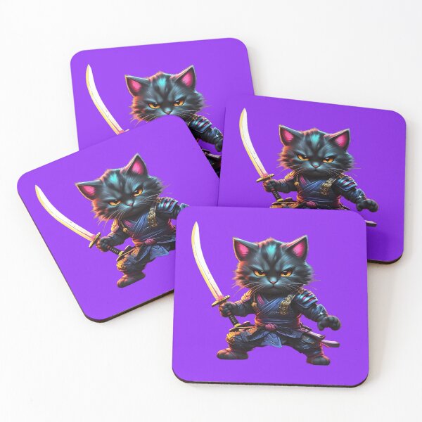 Item preview, Cute cat samurai ninja with a katana designed and sold by Promarkets.